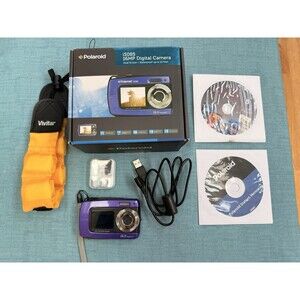 Polaroid iS085 Dual LCD Digital Camera 16MP Purple Waterproof 4 GB SD Tested